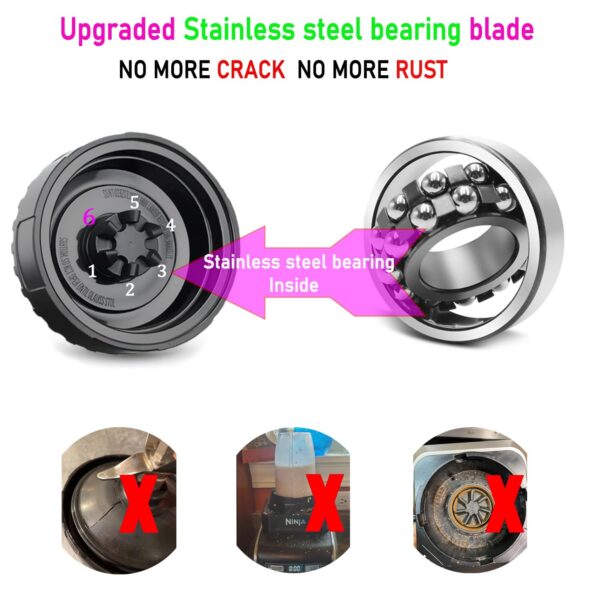 [UPGRADE] Small 3.35inch 6-Fin Male Blender Blade Replacement Parts for Nutri Ninja Blender BL660 BL770 BL780 BL740 - Image 3