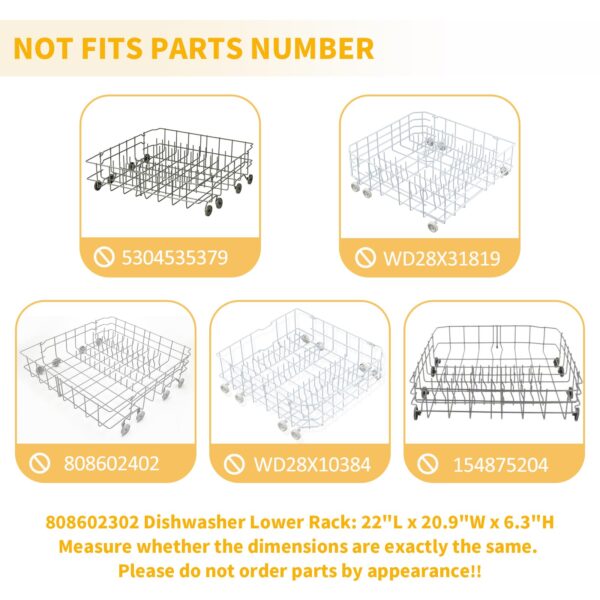 Allstare 808602302 Dishwasher Lower Rack Replacement for Frigidaire Kenmore Dishwasher Parts Lower Dishrack Assembly with 154174501 Wheels 154432602 FDB1050REB0 Dishwasher Bottom Rack -22" x 20.9" - Image 6