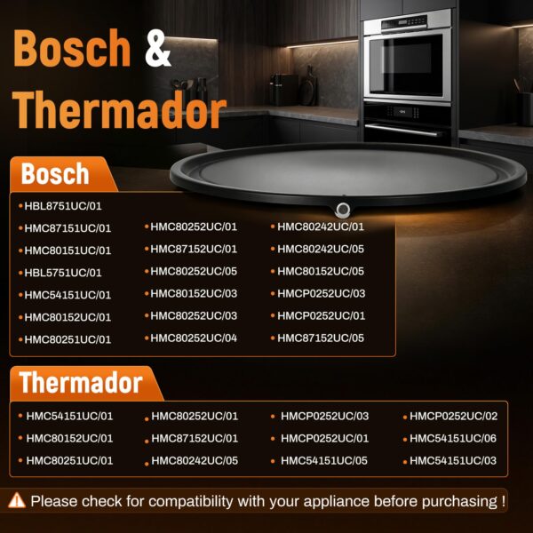 00795449 Turntable Tray for Bosch Thermador Microwave Ovens – Metal Black Plate Replacement Replaces 795449, 4163342, AP5953661, PS10061150 - Image 4