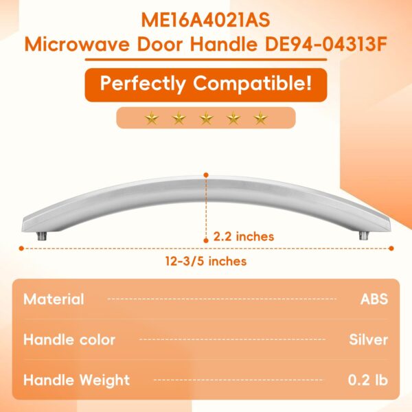 NEW Upgrade ME16A4021AS Microwave Door Handle, Replaces for Samsung DE94-04313F Handle, DE94-04313F Microwave Door Handle, Same as Samsung OEM Microwave Handle (No Screws) - Image 5