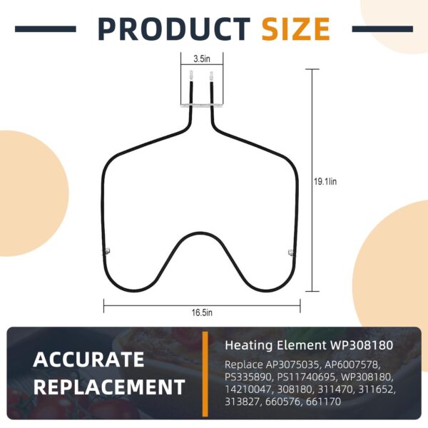 Upgraded WP308180 W10308477 Oven Bake Element Fit for Whirl-Pool - Image 5