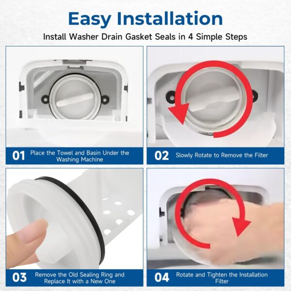 WH23X38617 Drain Pump Filter Gasket Compatible with GE Washer GFQ14ESSN1WW - Image 4