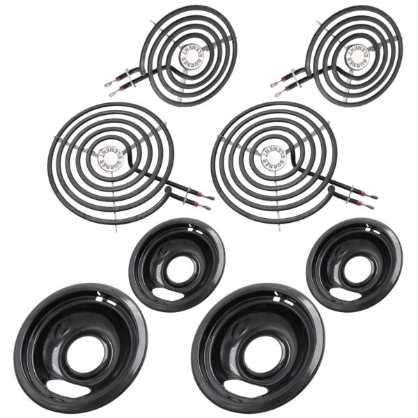 COZZIVITA MP22YA Electric Stove Burner Element Replacement Set & W10290350 W10290353 4 Pack Black Drip Pans - Image 2
