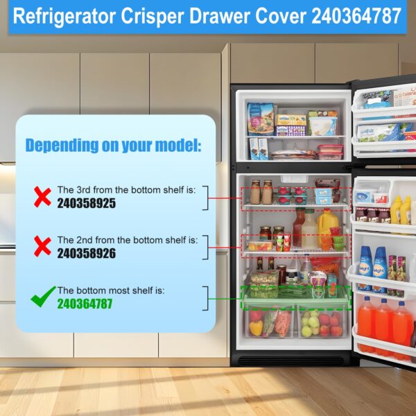 UPGRADED 240364787 Refrigerator Crisper Drawer Cover Frame Compatible with Frigidaire Crisper Drawer Replacement, Crisper Pan Cover Unit AP4432913, 240364794, FFTR1821TS0, FFTR1814TWB Crisper Drawer - Image 7