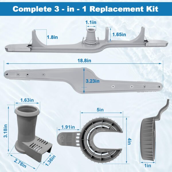 154568002 Dishwasher Lower Spray Arm Assembly with 5304518968 Support & 5304506518 Trap Drain Filter Replacement for Frigidaire Electrolux Kenmore Dishwasher 1545680 5304517203 154568001 154414101 - Image 5
