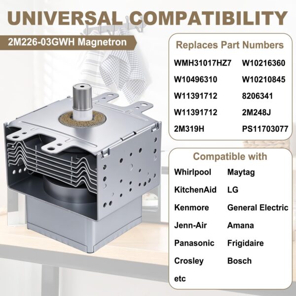 2M226-03GWH W10754299 Microwave Magnetron Compatible with Whirlpool Oven - Image 4