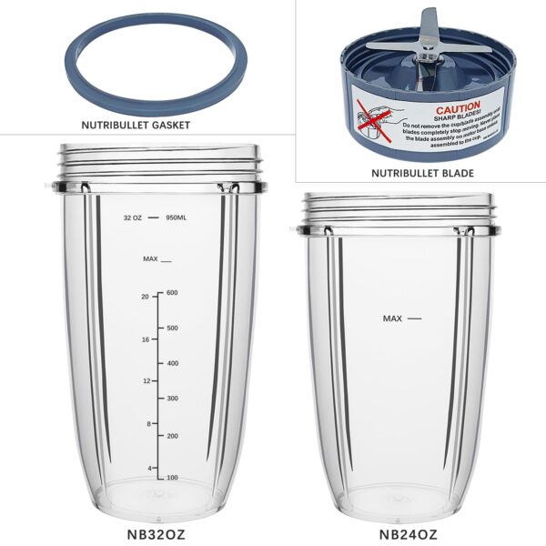 PODCAY Blender Replacement Parts for Nutribullet, 32oz & 24oz Cups with Replacement Extractor Blade, Compatible with Nutri Bullet 600W/900W Pro Blenders (3 PCS) - Image 4
