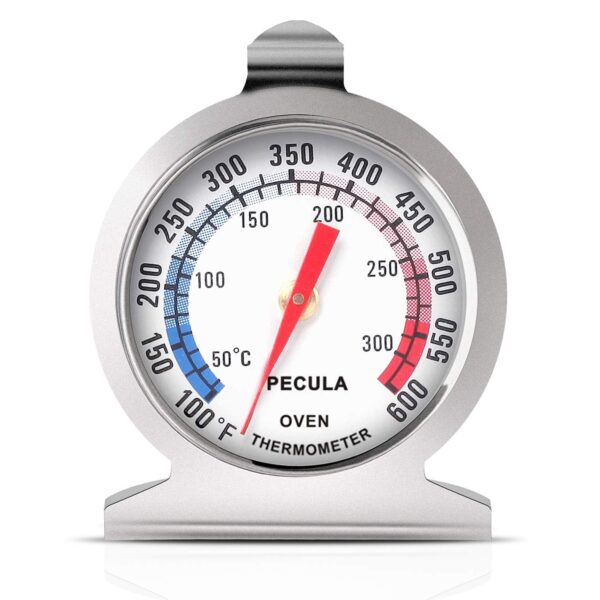 Stainless Steel Oven Thermometer 50-300°C/100-600°F, Analog Instant Read, Battery-Free Kitchen Cooking Thermometer, Hook & Stand Design Food Thermometer for Oven, Grill, Smoker, Fryer - Image 2