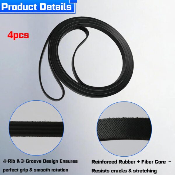 4 Packs WE12M29 Dryer Belt Compatible with GE Dryer - Image 2