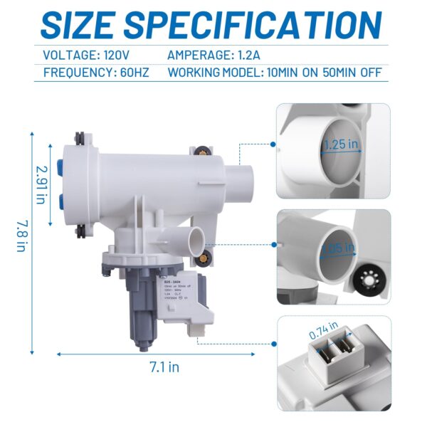 WH11X39237 WH11X29539 Washer Drain Pump for GE GFW550SSN0WW GFW850SPN2RS - Image 4