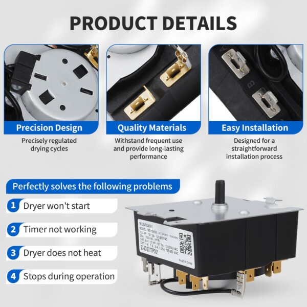 WE04X24551 234D2377P001 Timer Compatible with GTD45EASJ2WS GTD45GASJ1WS - Image 3