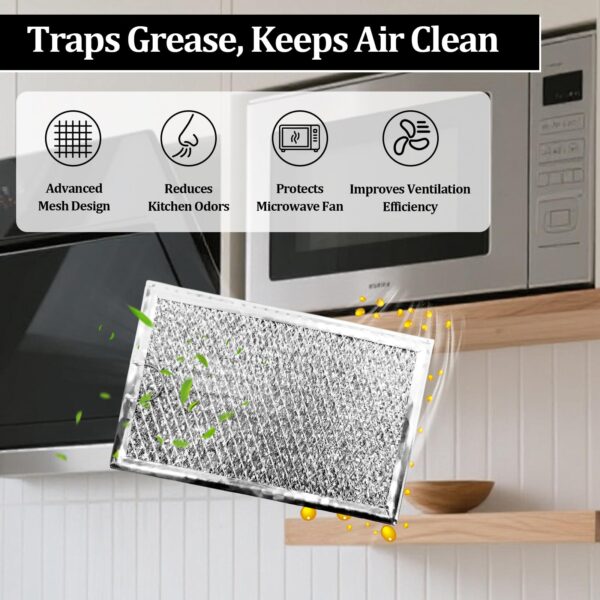 Microwave Grease Filter Replacement 5-1/8" x 7-5/8" Compatible with Over-the-Range Microwave Ovens (2 Pack） - Image 5