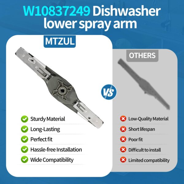 [UPGRADED] W10837249 Dishwasher Lower Spray Arm Replacement for Whirlpool - Image 5
