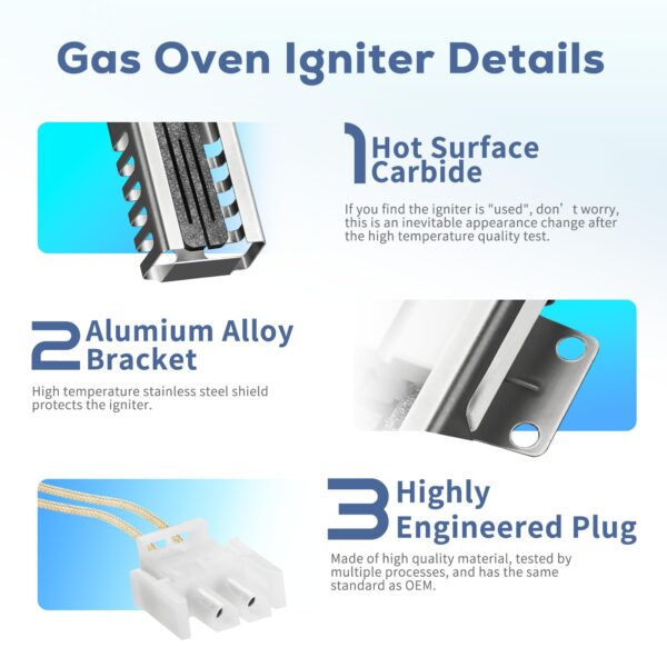 Upgraded DG94-00520A Gas Range Oven Igniter Fit for Sam-sung NX58H5600SS Nx58h9500WS Replacement for G-E Whirl-pool Hot-point 2692271 AP5577941 WB13K21 Norton 501a W10918546 Range Oven by BOGDA - Image 2