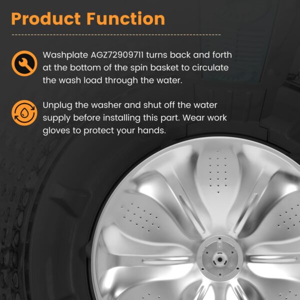 AGZ72909711 Agitator Plate With 5006EA3009B Washer Pulsator Cap Compatible with LG kenmore Sears Washer Replaces AGZ72909702 AGZ72909706 AP6800730 Compatible with WT1501CW WT5270CW WT4870CW WT7300CW - Image 5