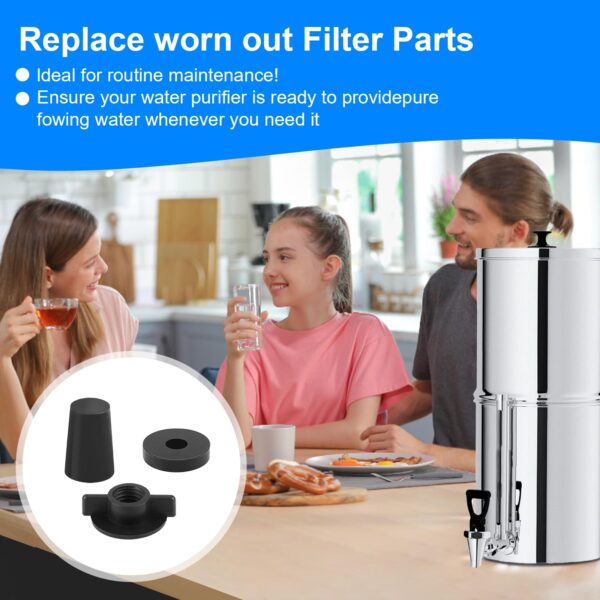 Replacement Kit for Berkey Water Filter System Elements - 4 Wing Nuts, 4 Washers & 4 Silicone Blocking Plugs Compatible with Berkey, Gravity Filter System Elements and Black Activated Carbon Filters - Image 2