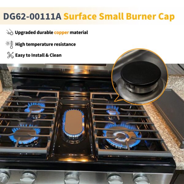 Allstare DG62-00111A Surface Small Burner Cap Replacement for Samsung Gas Range Parts 1.7 In NX58H5600SS/AA NX60T8311SS/AA NX60A6511SS/AA Samsung Gas Stove Burner Cap Hat DG62-0071A Range Burner Cap - Image 5