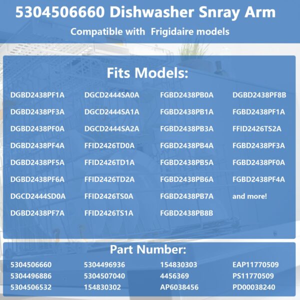 5304506660 Dishwasher Lower Spray Arm Assembly Replacement for Frigidaire - Image 2