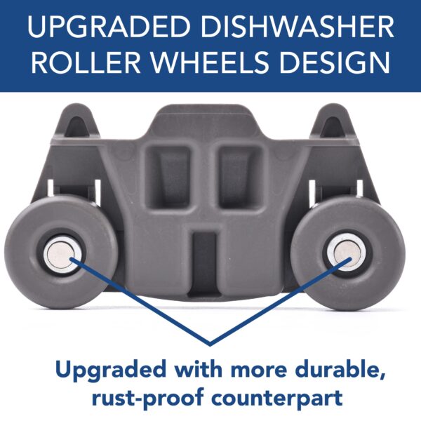 (4-pack) W10195416 NEW UPGRADED Replacement Part for Lower Dishwasher Wheel – Compatible with GE/Whirlpool/Kenmore - AP5983730, W10195416V, W10105417, PS11722152, W10195416VP - Image 3