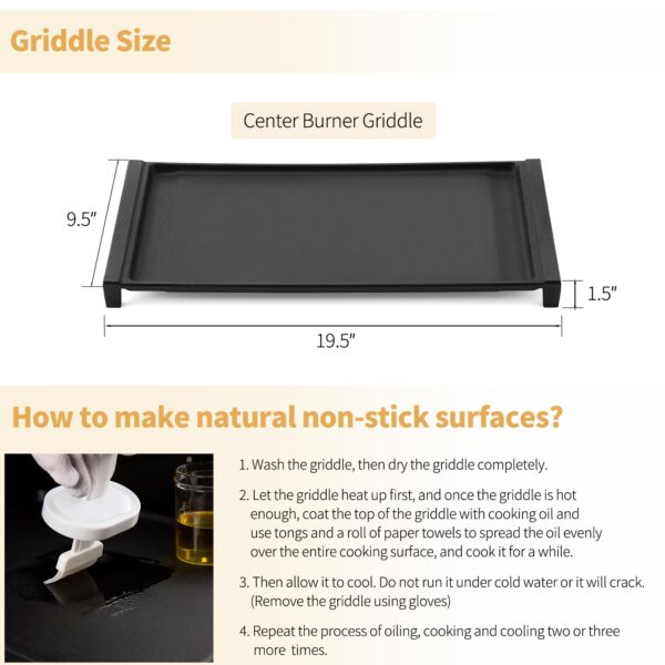 Upgraded WB31X24738 Cast Iron Griddle Replacement for GE Stove Parts WB31X24998 GE Stove Top Griddle WB31X49806 General Electric Gas Range Cooktop Center Griddle Plate JGB700SEJ4SS Flat Top Pan - Image 2