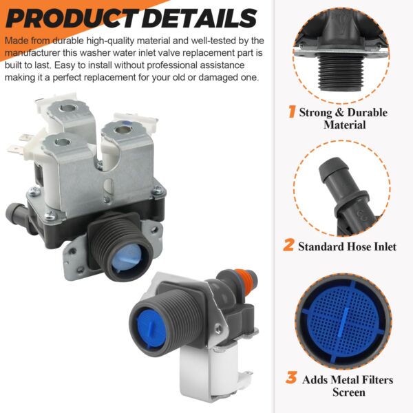 5221ER1003A 5220FR2006H Washer Water Inlet Valve OE'M by Beaquicy - Replacement for Ken-more L-G Washing Machine - Image 3