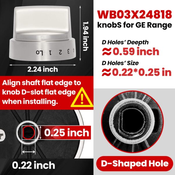 Stainless Steel WB03X24818 Gas Stove Knobs Replacement for GE Range Stove - Image 4