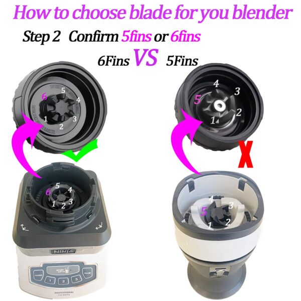 Replacement 6-Fin Male Blade and 16oz Cups for Nutri Ninja Blender,Only for BL660 BL663 BL740 BL770 BL771 BL772 BL773 BL780 (5-pack) - Image 2