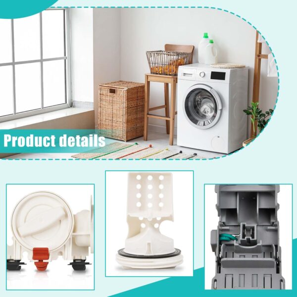 280187 8181684 Front Load Clothes Washer Drain Pump Filter Assembly - Image 3