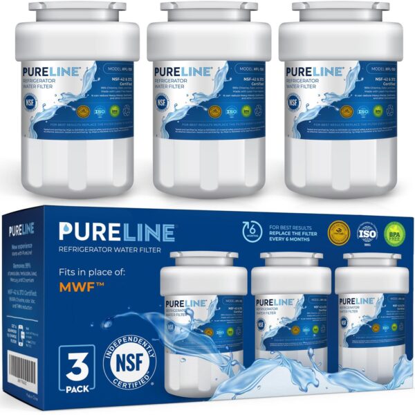 Pureline Replacement for GE® MWF® Refrigerator Water Filter, Smartwater MWFP, Kenmore 46-9991, Models MWFP, MWFINT, GWF, GWFA, Refrigerator Water Filter. NSF Certified. (3 Pack) - Image 3