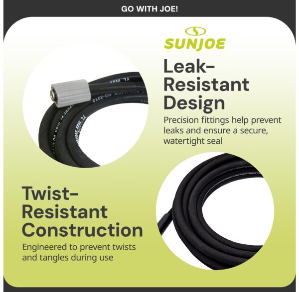 Sun Joe SPX3000-33 Replacement Pressure Washer Hose for SPX3000 Series, SPX3200, SPX3500, SPX4000 Series, SPX4004-MAX, SPX4500, and SPX4600 Series, Manufacturer Original - Image 2