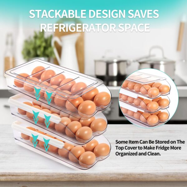 RoskDeewat Egg Holder for Fridge, Automatic Rolling Egg Container -2 Tier - Image 7