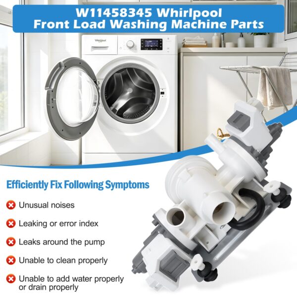 Upgraded W11458345 Washer Drain Pump W10918608 W11316609 W11319789 - Image 4