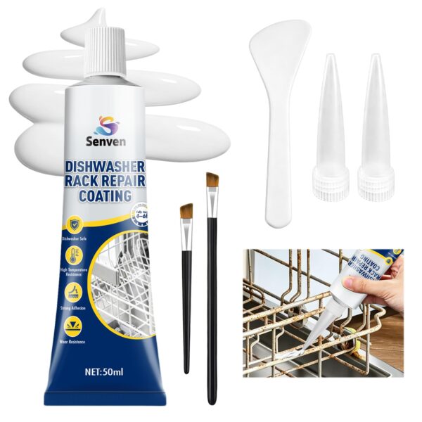 SENVEN Dishwasher Rack Repair Kit, Dishwasher-Safe, White 50ml Anti Rust, Waterproof & High Temperature Resistant Dishwasher Rack Coating Vinyl Repair, Appliance Touch Up Paint