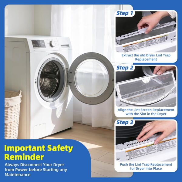 WE03X23881 Dryer Lint Trap Replacement for GE Hotpoint, Replaces PS11763056 - Image 4