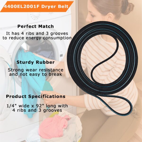 (𝟐𝟎𝟐𝟔 𝐍𝐄𝐖)4400EL2001F Dryer Drum Belt Compatible With Kenmore GE LG Dryer Replacement Part 4400EL2001A 4400EL2001C 4400EL2001E AP5972814 PS11705916 EAP11705916 - Image 3