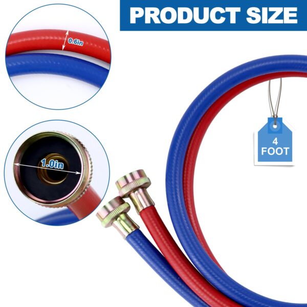 Washer Hoses 4FT,Rubber Washing Machine Hoses 3/4 Washer Machine Hoses 2 packs,Burst Proof Water Supply Lines for Hot and Cold Washer Water Hoses-by MIFLUS,10 YEARS WARRANTY - Image 3