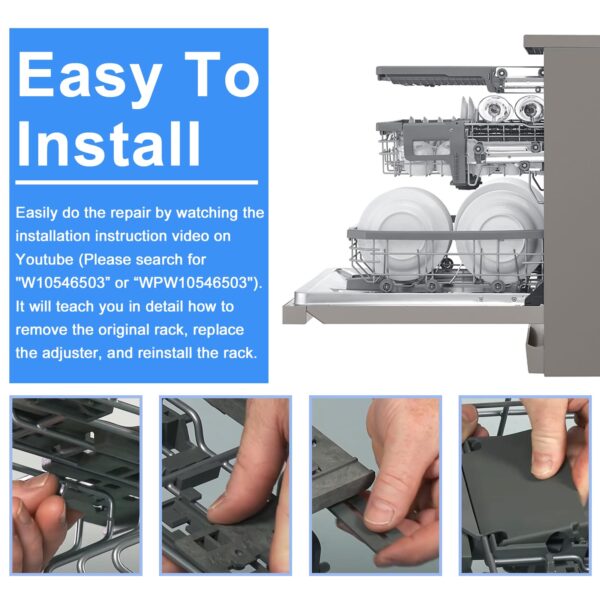 WPW10546503 Top Rack Adjuster Kit Replacement for KitchenAid Dishwasher - Image 4
