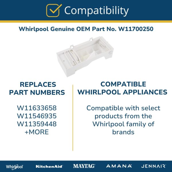 Whirlpool W11700250 Genuine OEM Refrigerator Ice Maker Assembly Replacement Part - Replaces W11546935 and W11633658 - Image 5