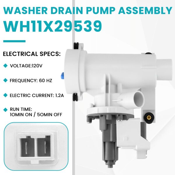 WH11X29539 WH11X39237 Washer Drain Pump and Filter Fit for G-E Washers - Image 5