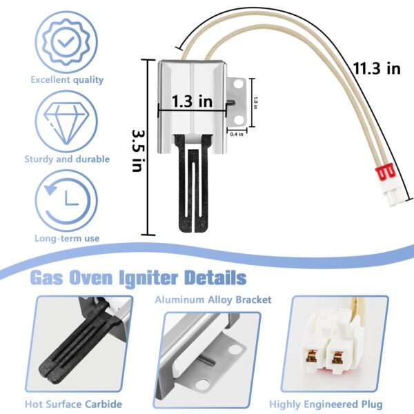 [New Upgrade] MEE61841403 MEE61841401 Gas Range Oven Igniter, Fit for L-G Oven Igniter Replacement(LRG, LSS, LDG, LSG, LTG), Replaces MEE61841401 MEE63084901 Range Oven Burner Ignitor, By BOGDA - Image 2