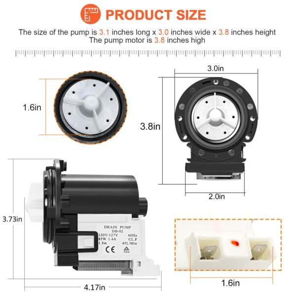 【𝟮𝟬𝟮𝟲 𝗨𝗽𝗴𝗿𝗮𝗱𝗲𝗱】4681EA2001T Washer Drain Pump Motor Replace for Kenmore&LG Washer Replacement AP5328388 4681EA1007G for Drain Pump Washing Machine WM2101HW WM3270CW WM3431HS - Image 2
