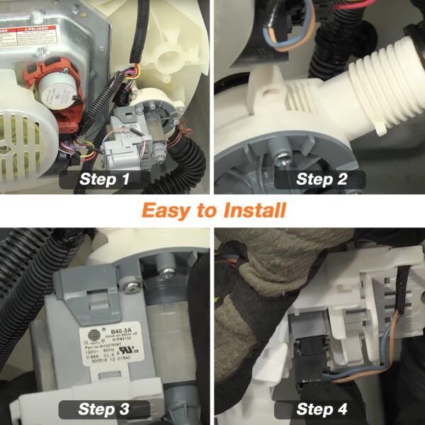 2026 UPGRADE W10276397 Washer Drain Pump by Blutoget -FIT for Whirlpool kenmore May.tag Washer- B40-3A drain pump Replacement for LP397 1874334 AP6018417 PS11751719 EAP11751719-10 Years WARRANTY - Image 3