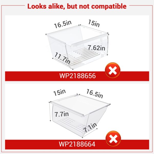 WP2256704 Refrigerator Crisper Drawer (clear) Compatible with whirlpool, kenmore, amana, maytag etc. Refrigerator Crisper Pan 2256704 replace 1469225, PS11739936, AP6006849, EAP6006849 etc. - Image 5