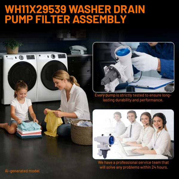 Upgraded WH11X39237 WH11X29539 Washer Drain Pump & Filter Assembly for GE - Image 2