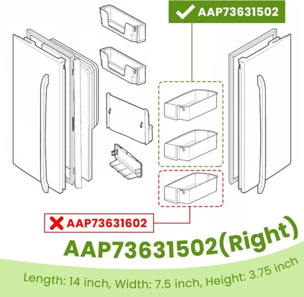 2 PACK AAP73631502 Refrigerator Door Shelf (Right) Replacement BY AMI PARTS - Image 4