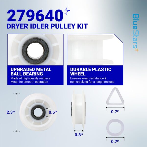 661570V 661570 & 279640 & W10837240 Dryer Drum Belt Idler Pulley Kit - Image 6