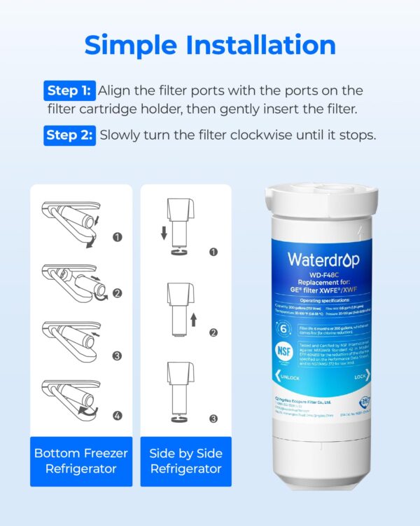 Waterdrop XWFE® Water Filter, Replacement for GE® XWFE®, Built-in Chip - Image 2