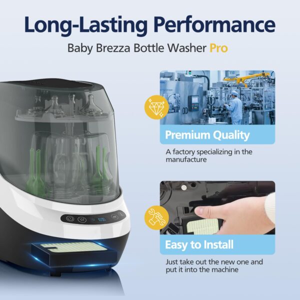 4 Pack HEPA Filter Replacement for Baby Brezza Baby Bottle Washer Pro - Image 2