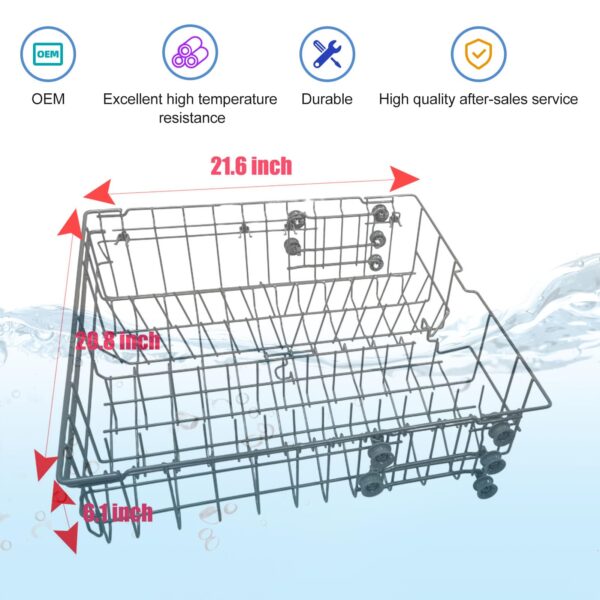 DD82-01385B A/S Middle Dishwasher Rack Replacement for Samsung DW80R2031US, DW80R2031UG, DW80N3030US, DW80N3030UB, DW80N3030UW, DW80M2020US Series– 21.6”x20.8” Upper/Center Dishrack Assembly
