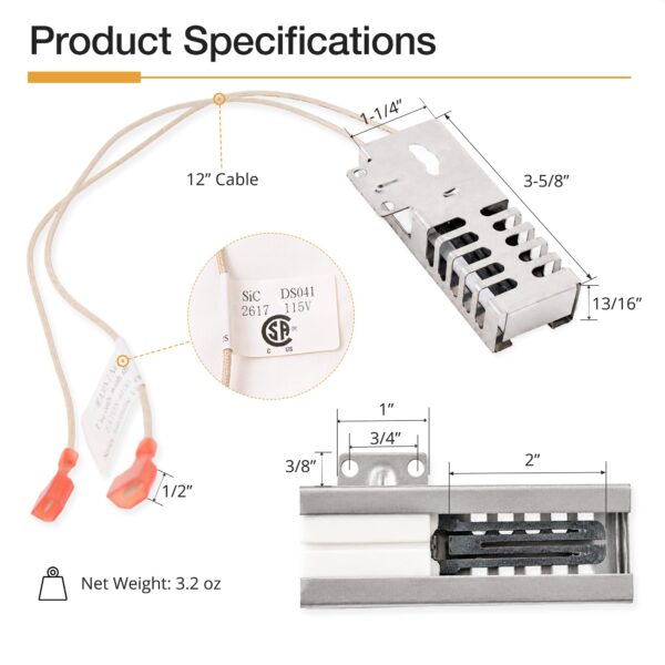 Awoco SiC DS041 Gas Range Oven Igniter for EATON 4100 Automatic Valve - Image 4